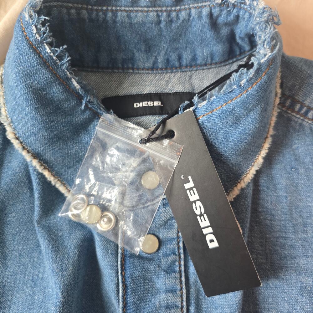 *NWT Diesel Lify Denim Mini Shirt Dress Size XXS *Oversized Long Sleeve Cotton - Picture 4 of 12